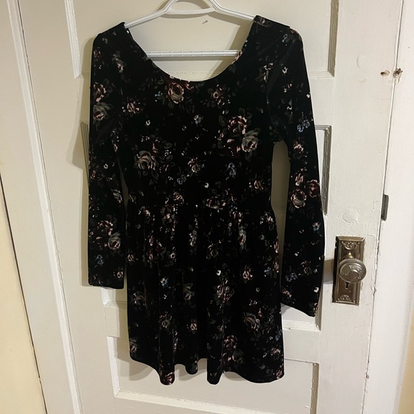 Floral Velvet Fit and Flare Dress - Picture 1 of 4